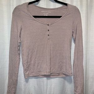 Light pink stripe crop long sleeve